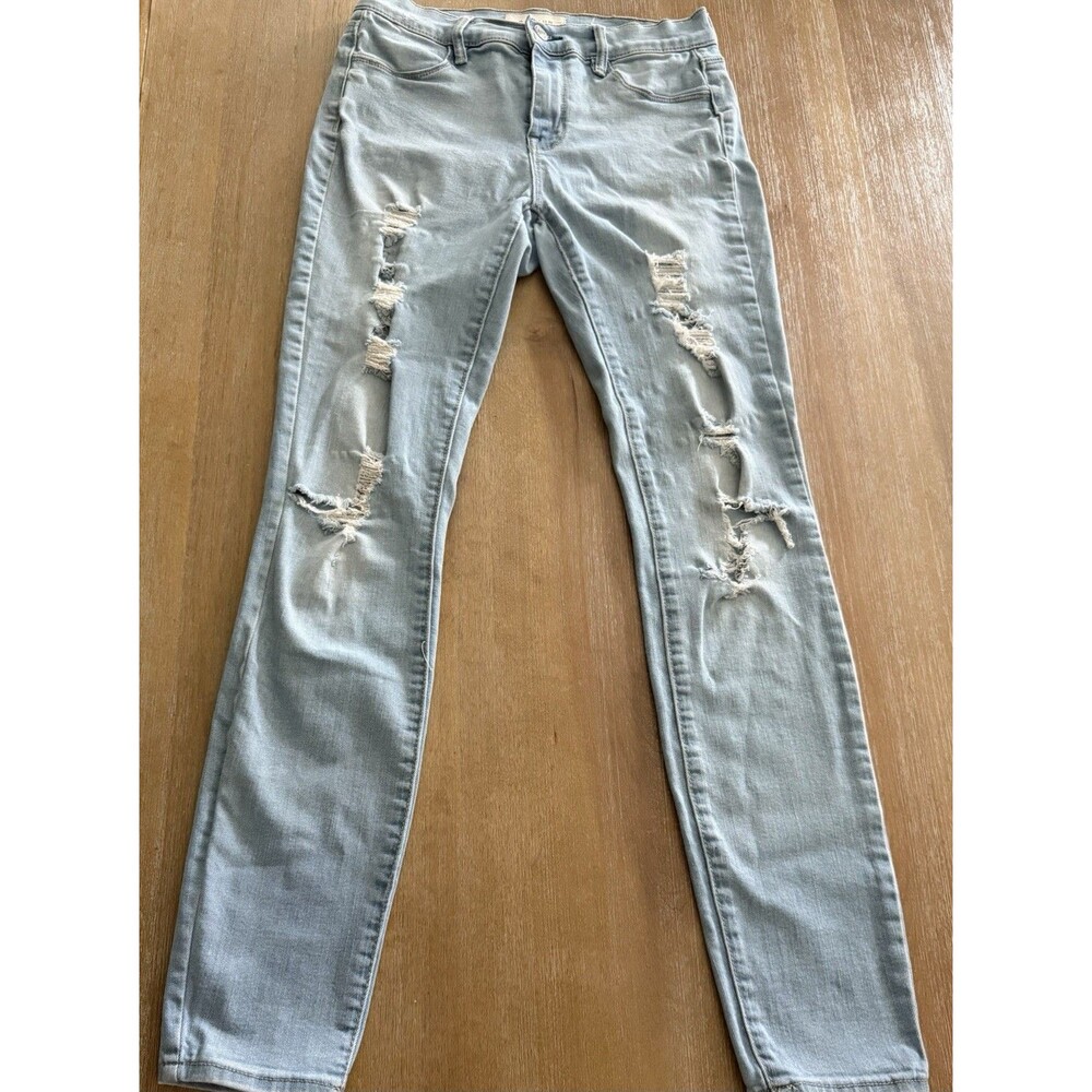 Women's Pacsun Denim Blue Jeggings Size 26 Distressed Ripped Ankle Stretch